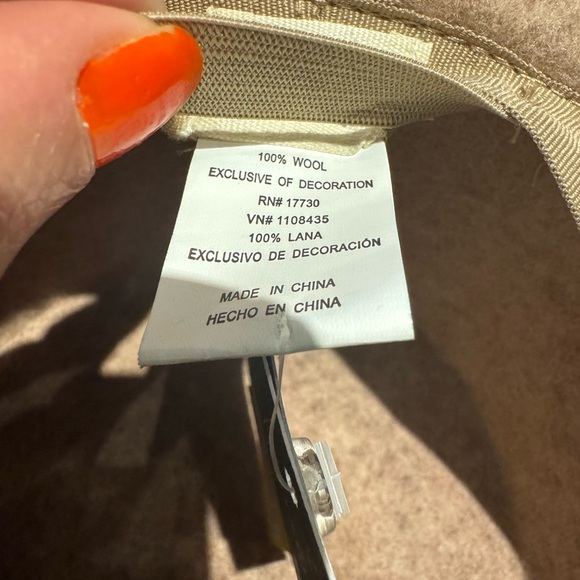 NWT Taupe Fedora Wool Adjustable Classic Boho Western Winter wide brim blush - Picture 5 of 5